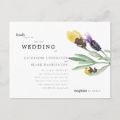 Gele en lavender Floral Budget Weddenschap Uitnodiging Briefkaart (Voorkant)