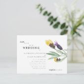 Gele en lavender Floral Budget Weddenschap Uitnodiging Briefkaart (Staand voorkant)
