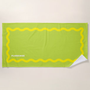 Gele en Lime Kriebels met Tekst Strandlaken