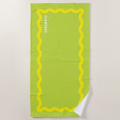 Gele en Lime Kriebels met Tekst Strandlaken (Voorkant)