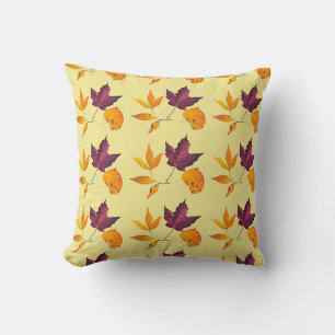 Gele en mauve herfstbladeren Autumn Kussen