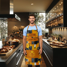 Gele en oranje abstracte - moderne, strakke keuken schort