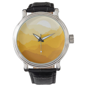 Gele en oranje bergzonsopgang horloge