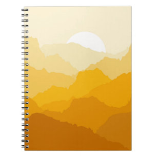 Gele en oranje bergzonsopgang notitieboek