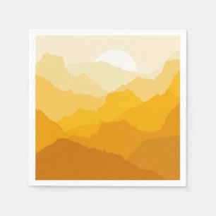 Gele en oranje bergzonsopgang servet