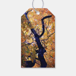 Gele en oranje bladeren cadeaulabel