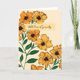 Gele en Oranje bloemen diepste sympathie Bedankkaart