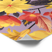 Gele en oranje bloemen op lavendel achtergrond poster (Hoek)