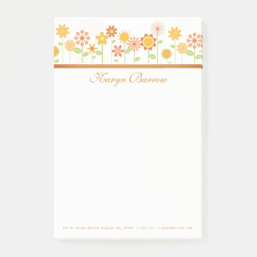 Gele en Oranje bloemen Post-it® Notes (Voorkant)
