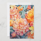 Gele en Oranje bloemenbruiloft Kaart (Achterkant)