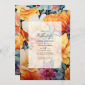 Gele en Oranje bloemenbruiloft Kaart (Voorkant / Achterkant)