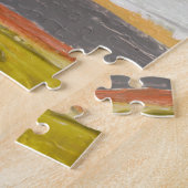 Gele en Oranje cirkels op Multicolored achtergrond Legpuzzel (Zijkant)