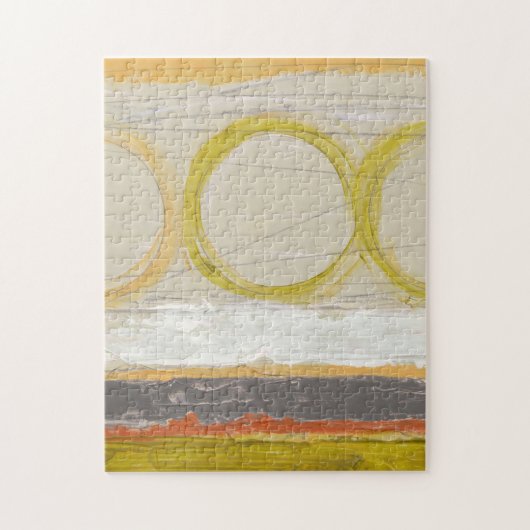 Gele en Oranje cirkels op Multicolored achtergrond Legpuzzel (Verticaal)