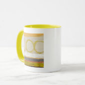 Gele en Oranje cirkels op Multicolored achtergrond Mok (Voorkant links)
