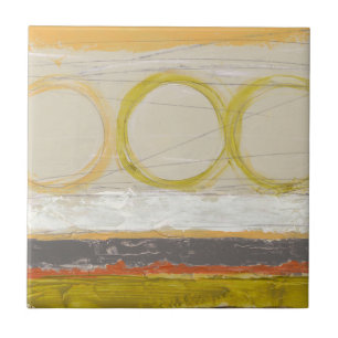 Gele en Oranje cirkels op Multicolored achtergrond Tegeltje