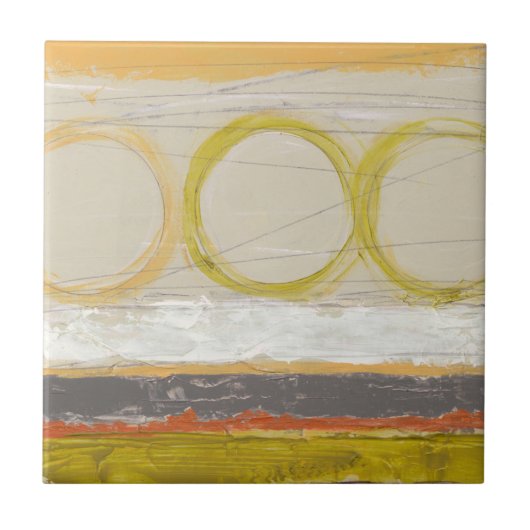 Gele en Oranje cirkels op Multicolored achtergrond Tegeltje (Voorkant)