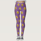 Gele en Oranje Daffodils Pattern Legging (Voorkant)