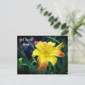 Gele en oranje daglelie Beterschap Briefkaart (Staand voorkant)
