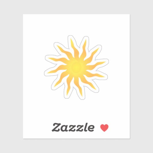 Gele en Oranje Funky Flaming Sun Sticker (Vel)