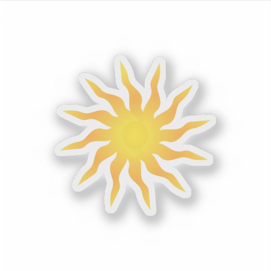 Gele en Oranje Funky Flaming Sun Sticker (Voorkant)