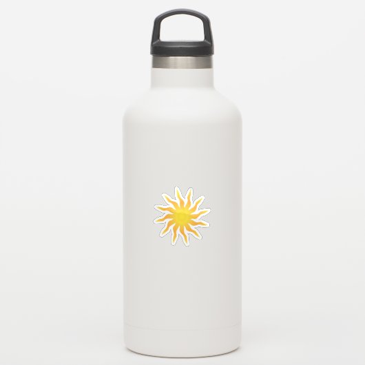 Gele en Oranje Funky Flaming Sun Sticker (Waterfles)