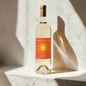 Gele en Oranje Funky Flaming Sun Wijn Etiket