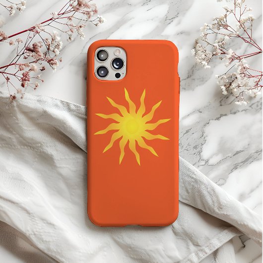 Gele en oranje funky vlammende zon Case-Mate iPhone case