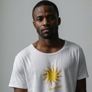 Gele en oranje funky vlammende zon t-shirt