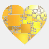 Gele en Oranje gekwadrateerde hartstickers Hart Sticker (Voorkant)