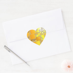 Gele en Oranje gekwadrateerde hartstickers Hart Sticker