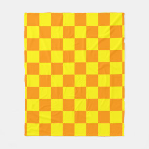 Gele en oranje geruite vierkante patroon werp kuss fleece deken