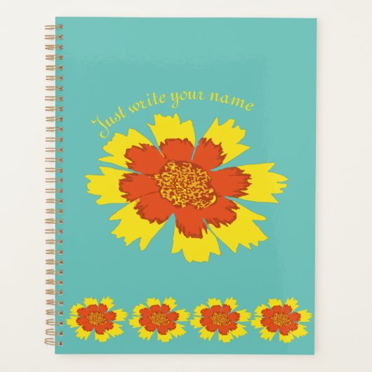 Gele en oranje koreopsis bloem planner (Voorkant)