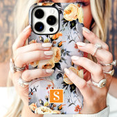 Gele en oranje monogram bloemmotief Case-Mate iPhone case
