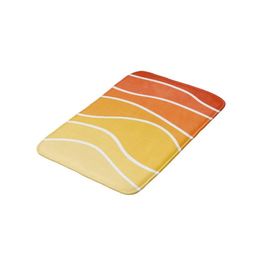 Gele en oranje retro stijl golven badmat (Gekanteld)