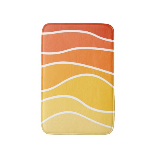 Gele en oranje retro stijl golven badmat (Voorkant Verticaal)