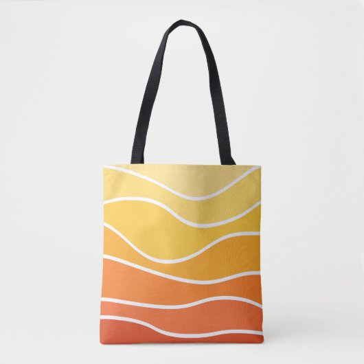 Gele en oranje retro stijl golven tote bag (Voorkant)