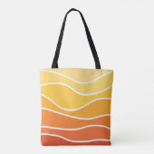 Gele en oranje retro stijl golven tote bag (Achterkant)