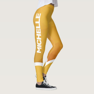 Gele en oranje schaduwen met een moderne naam leggings
