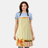 Gele en oranje streep, gepersonaliseerd lint schort (Gedragen)