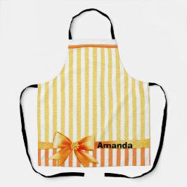 Gele en oranje streep, gepersonaliseerd lint schort
