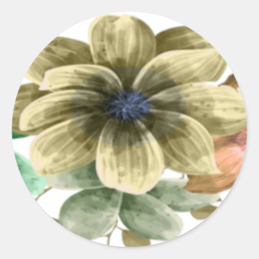 Gele en Oranje Waterverf Bloemen bruiloft zegel (Voorkant)