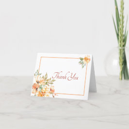 Gele en oranje waterverf floral Dank u wel! Bedankkaart