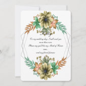 Gele en Oranje Waterverf Floral Maid of Honor Kaart (Voorkant)