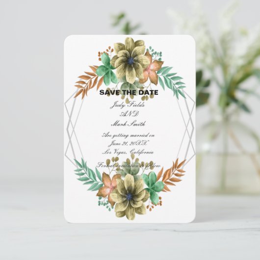 Gele en Oranje Waterverf - Slaat de datum op Aankondiging (Staand voorkant)