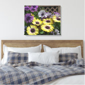 Gele en Paarse Afrikaanse Daisies Canvas Afdruk (Insitu (Slaapkamer))