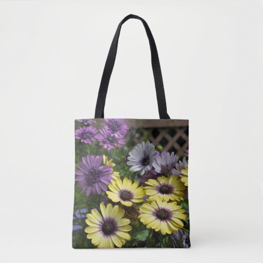 Gele en Paarse Afrikaanse Daisies Tote Bag (Voorkant)