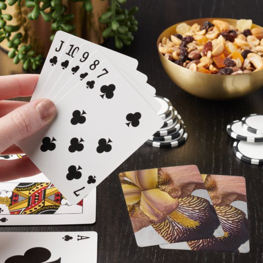Gele en paarse baardiris bloem pokerkaarten (Insitu)