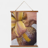 Gele en Paarse Baardiris Bloemstuk Hangend Wandkleed (Voorkant)