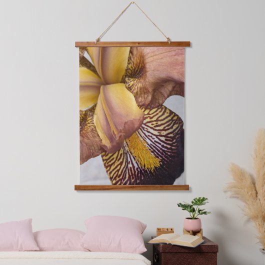 Gele en Paarse Baardiris Bloemstuk Hangend Wandkleed (Slaapkamer)