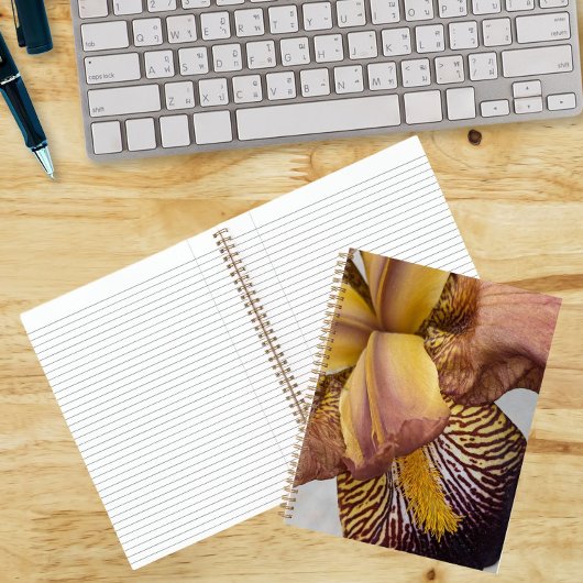 Gele en paarse baardiris bloemstuk notitieboek